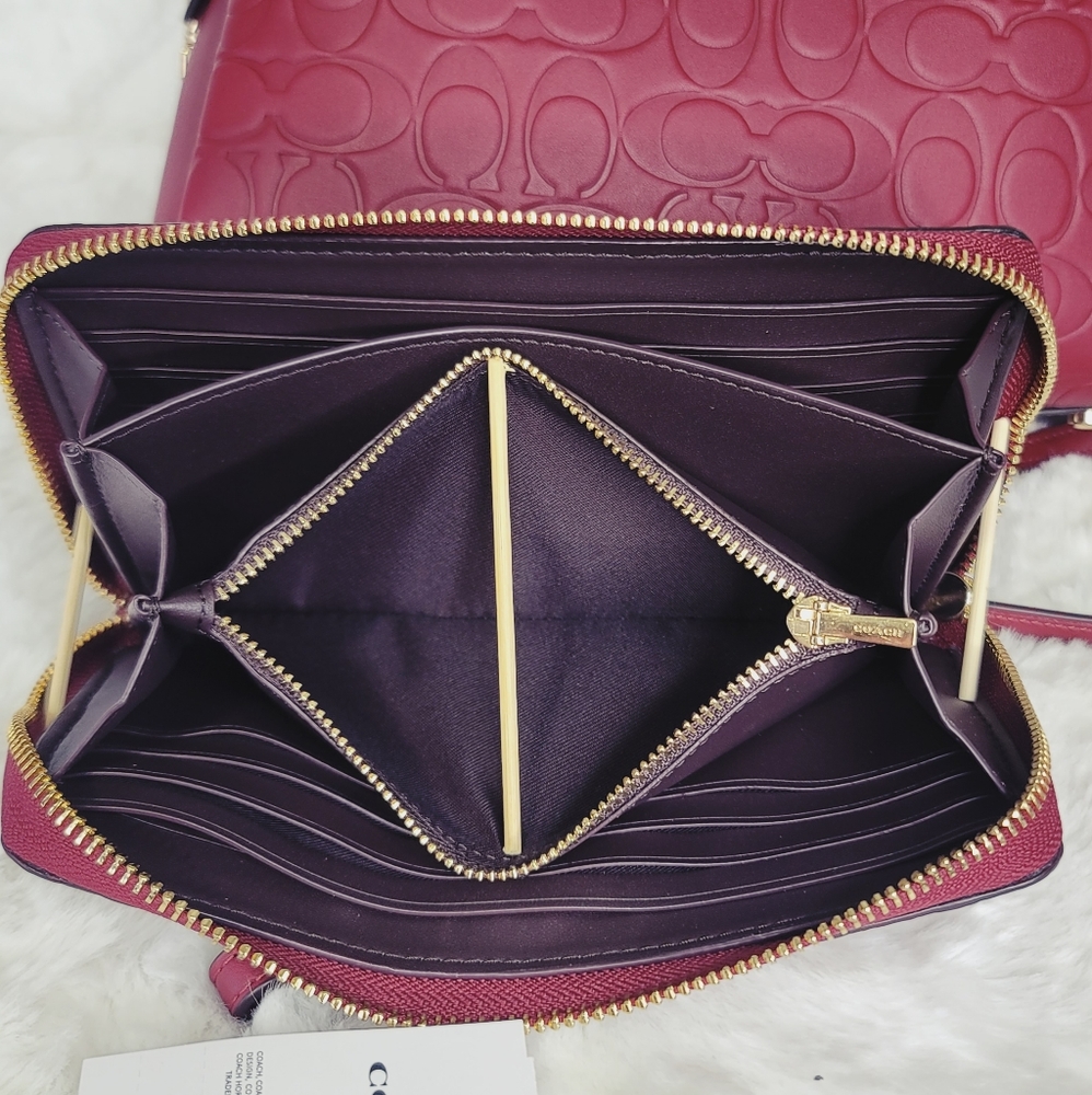 SALE 1 DAY Coach 2 PCS SET Signature Leather Bag Wallet NWT - Picture 13 of 16